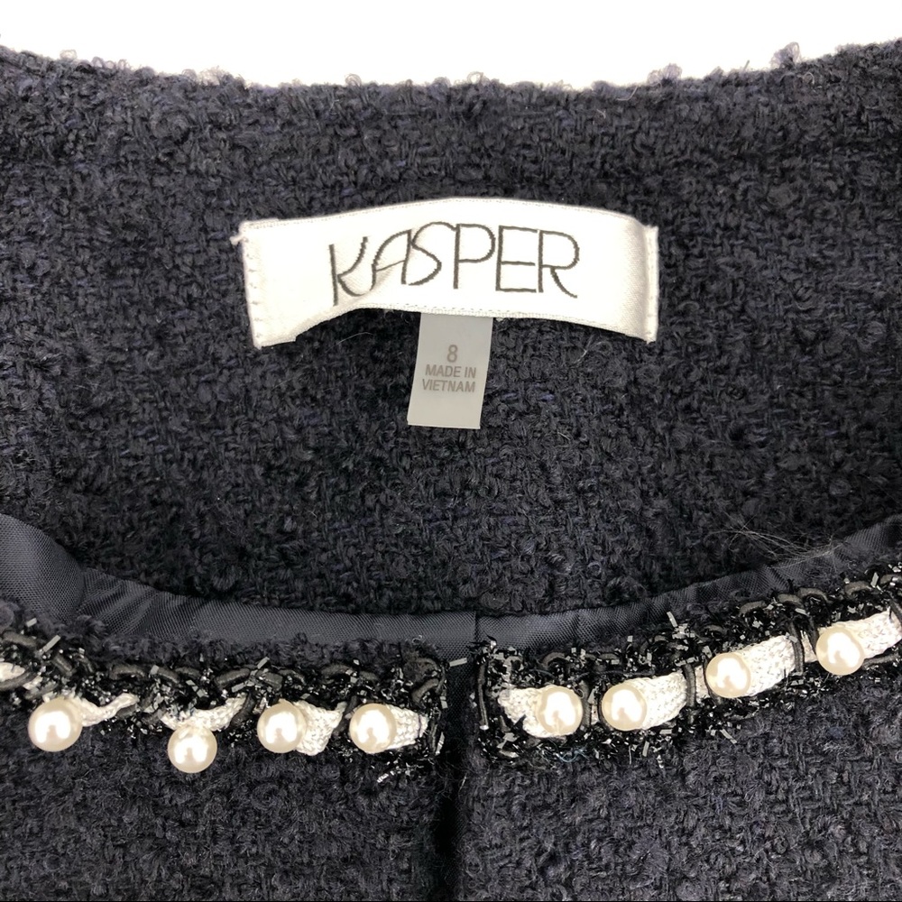 Kasper Navy Bouclee Knit Open Front Jacket - Picture 2 of 3